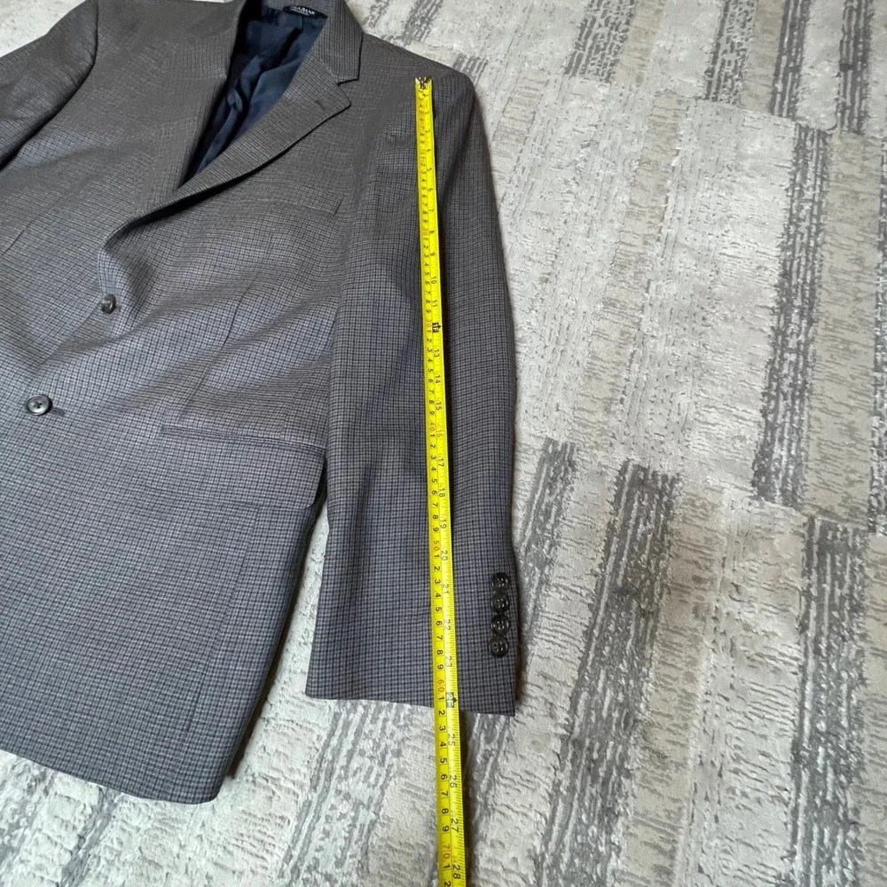 Jos A Bank Executive Blazer Mens 42R Grey‎ 100% Wool Houndstooth Sport Coat 42R